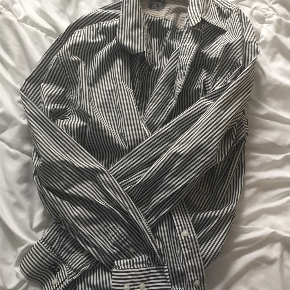 Collared button down with blue and white strips